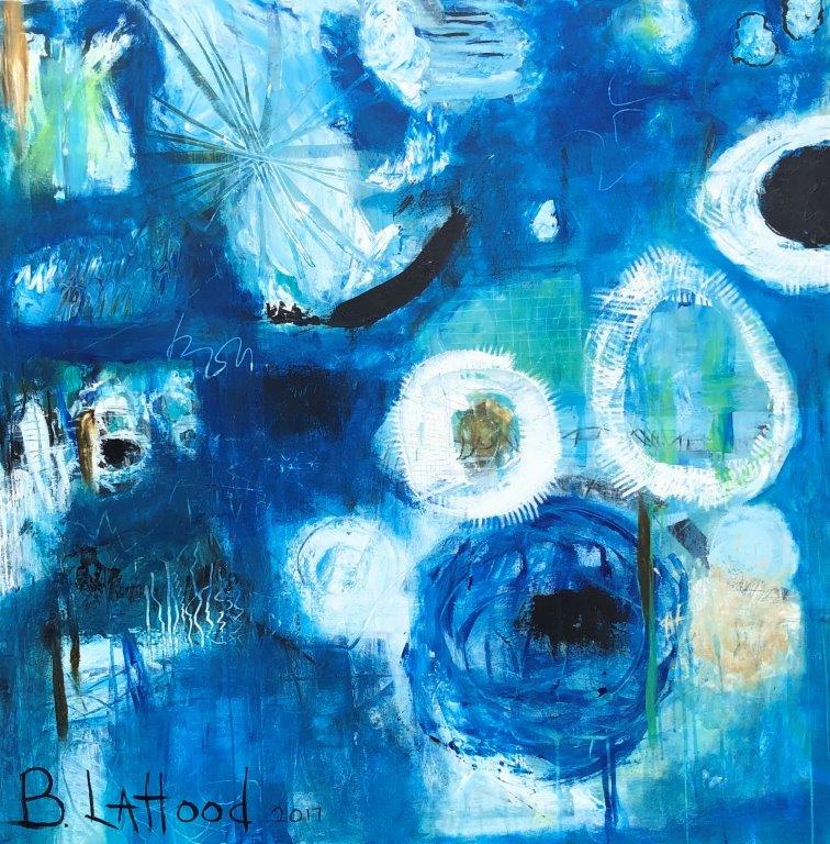 Cosmic Bloom 48 x 48 acrylic on gallery wrapped canvas Painting by Artist Buddy LaHood